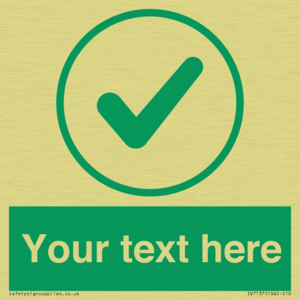 Custom green background, green tick in circle sign